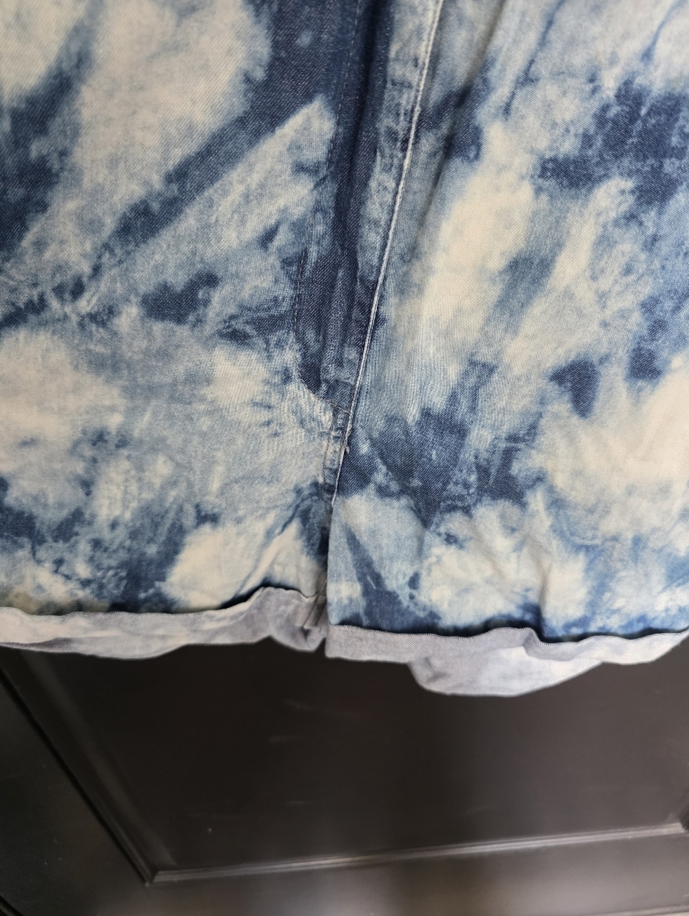 Mebon Women Tie Dye Denim Romper Blue Button Up Sz L Utility Style Long Sleeve - Picture 11 of 11